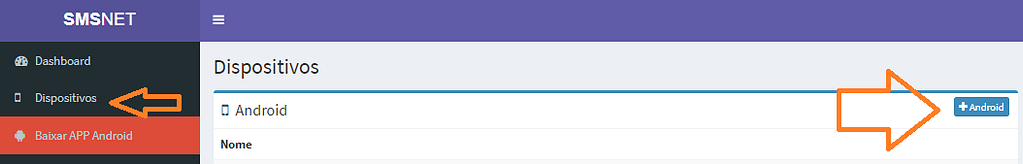 Tela de cadastro SMSNET Android