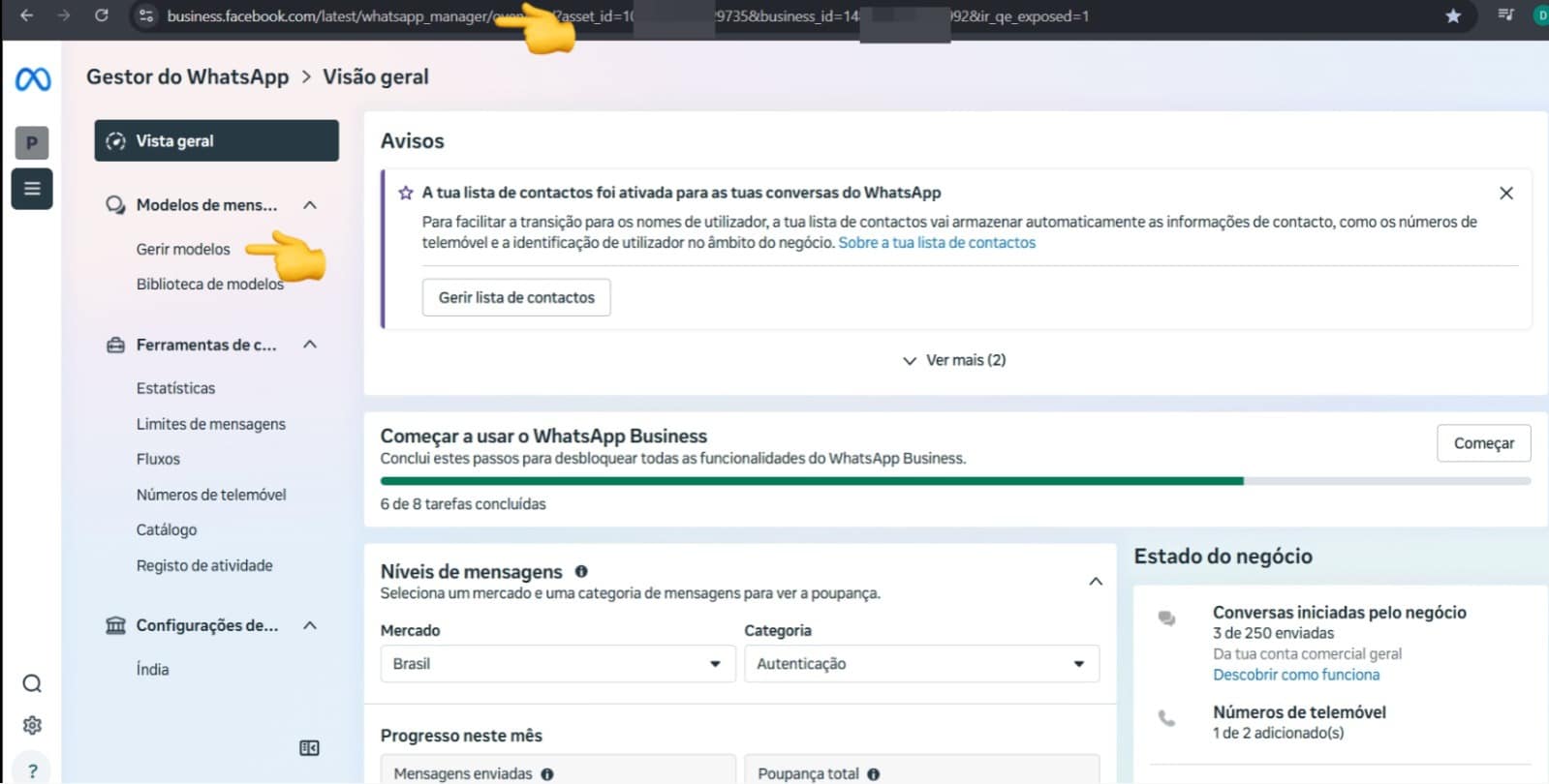 Gestão de templates na Meta
