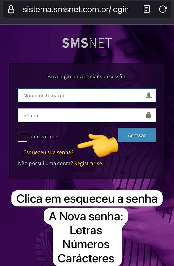 Recuperar senha SMSNET