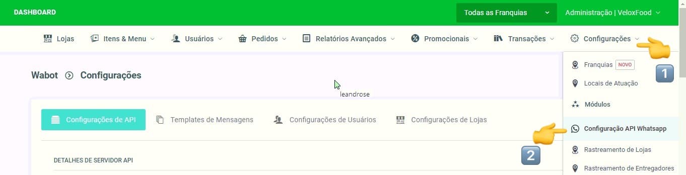 Configuração API Whatsapp